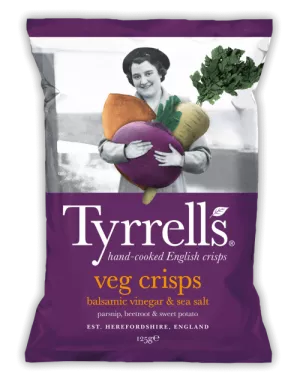 Chips de Legumes Panais Betterave Et Patate Douce au Vinaige Balsamique de Monde, 150g  - TYRRELLS