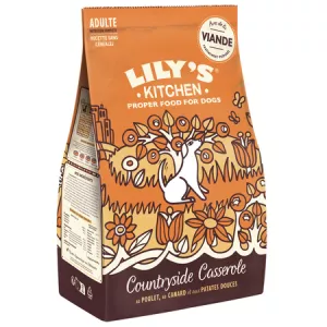 Croquettes pour chien goût poulet, canard et patates douces sans céréales 1kg - LILY'S KITCHEN