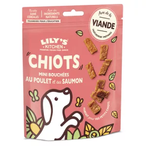 Friandises pour chiot en mini bouchées saveur poulet, saumon sans céréales 70g - LILY'S KITCHEN