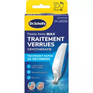 Traitement des verruers " Freeze Away Max cryothérapie" - DR SCHOLL'S