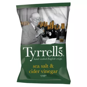 Chips de Pommes de Terre Sel de Mer et Vinaige de Cidre, 150g  - TYRRELLS