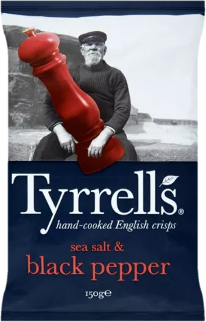 Chips de Pommes de Terre Sel de Mer Et Poivre Concassée, 150g   - TYRRELLS
