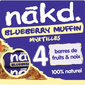 Barres Myrtille Muffin Raw Barres de Fruits et Noix  4 x 35g - NAKD