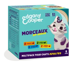 Pâtée Pour Chat Adulte Au Poulet, à L'agneau, Au Saumon & Dinde 0% De Sucres Ajoutés 8x85g - Edgar & Cooper