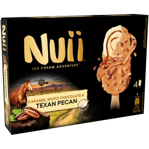Bâtonnets glacés pécan du Texas & chocolat blanc caramel x4 90 ml - NUII