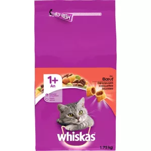 Croquettes pour chats adultes au bœuf 1.75kg - WHISKAS