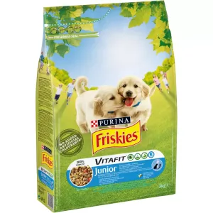 Croquettes pour chien junior au poulet avec du lait et des légumes 3kg - FRISKIES