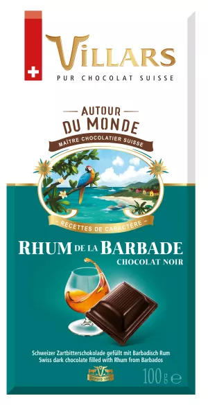 Dark chocolate filled with Barbados rum 100 g - VILLARS