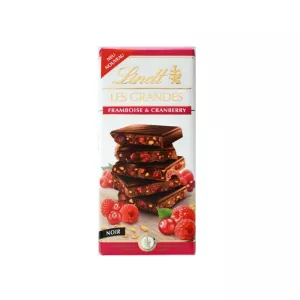 Tablette de chocolat noir framboise et cranberry 150g - LINDT
