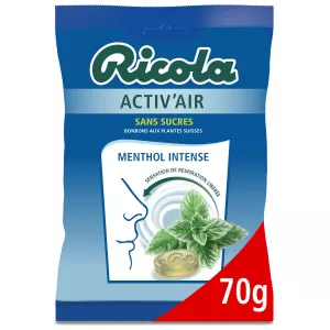 Activ'air 薄荷醇烈性糖果，无糖 70 克 - RICOLA