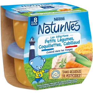 Naturnes bol petits légumes coquillettes et cabillaud dès 8 mois 2x200g - NESLTE