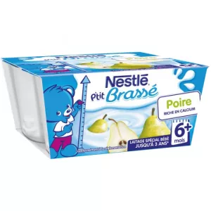 P'tit Brassé Desserts bébé poire 6+ mois 4x100g - NESTLE - NESTLÉ