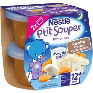 Plato bebe risotto/zanahorias/champiñones 12+ meses 2x200g - NESTLE