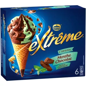 Cones de gelado de menta e chocolate com pepitas de chocolate Extrême L'Original x6 426 g - NESTLÉ