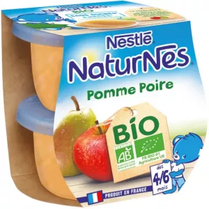 Compotes bébé BIO pomme & poire dès 4/6 mois 2x115g - NESTLE