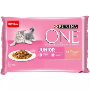 Pâtée pour chat junior au saumon 4x85g - PURINA ONE