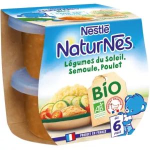 Plat bébé BIO légumes du soleil/ semoule/ poulet dès 6 mois 2x190g - NESTLE