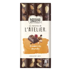 Tablette De Chocolat Noir Cranberries Et Amandes 170g - LES RECETTES DE L’ATELIER NESTLÉ