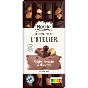 Tablette De Chocolat Noir Raisins, Amandes et Noisettes 170g - LES RECETTES DE L’ATELIER NESTLÉ