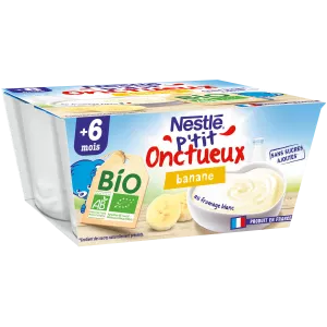 Dessert bébé dés 6mois,banane Bio P'TIT ONCTUEUX