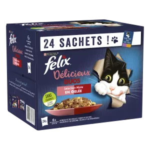 Pâtée Pour Chat Adulte En Gelée à L'agneau, Au Poulet, à La Dinde & Foie 24x85g - PURINA FELIX