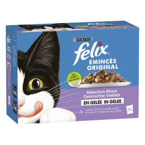 Pâtée Pour Chat Adulte En Gelée Emincés De Poulet, De Thon & De Saumon 12x85g - PURINA FELIX