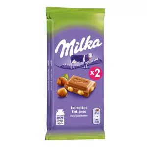 Baa ya chokoleti ya maziwa na hazelnuts nzima 2x100g - MILKA