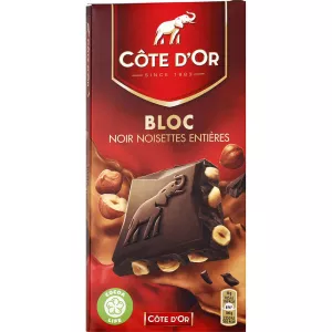 Tablette de chocolat noir noisettes entières 180g - COTE D'OR