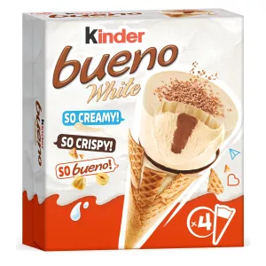 مخاريط مثلجة بالشوكولاتة البيضاء Bueno White x4 - KINDER