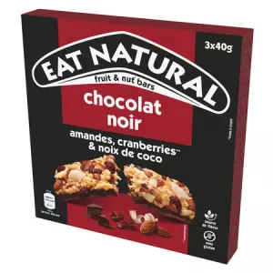 Barre Sans Gluten Cranberries, Amandes, Noix De Coco Et Chocolat Noir 3x40g - Eat Natural