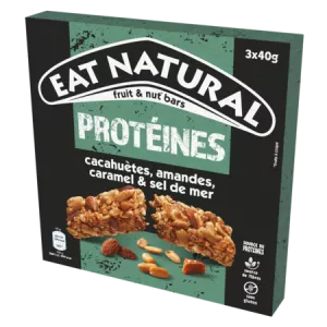 Barre Source De Protéines Cacahuètes, Amandes Et Caramel Salé 3x40g -eat Natural