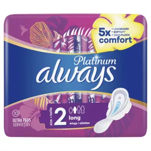 Napkins za usafi na mapezi ya ukubwa wa 2 wa platinamu - ALWAYS