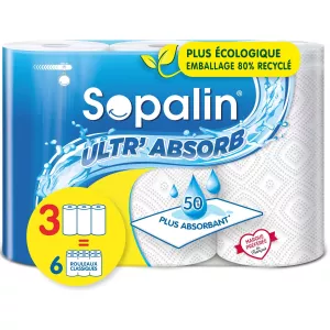 Essuie-tout ultr'absorb blanc x3 - SOPALIN