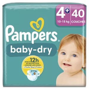 Couches Baby-dry T4+ (10-15 Kg) X40 - PAMPERS