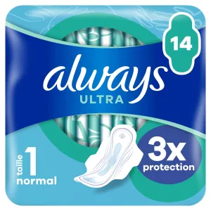 Serviettes Hygiéniques avec Ailettes Normal Taille 1 Ultra x14 - ALWAYS