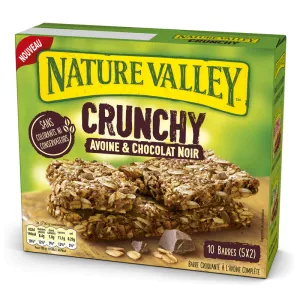 Barres Céréales Avoine & Chocolat Noir Crunchy 5X2 - NATURE VALLEY