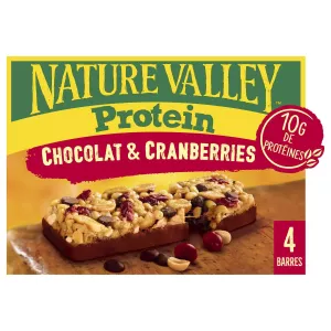 Barres Céréales Protein Chocolat & Cranberries X4 - NATURE VALLEY