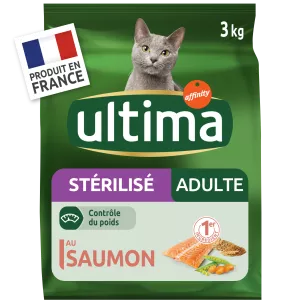 Croquettes pour chat adultes saumon/orge 3kg - ULTIMA