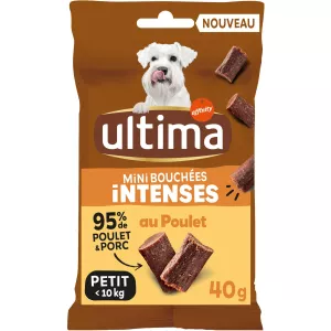 Mini mbwa vitafunio mini kuumwa na furaha kuku 40g - ULTIMA