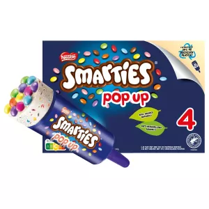 مثلجات في أنبوب بالفانيليا مع قطع ملونة Pop Up x4 - SMARTIES