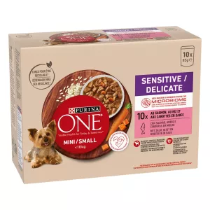 Pâtée pour chien Adulte mini au saumon & aux carottes avec du riz 10x45g - PURINA