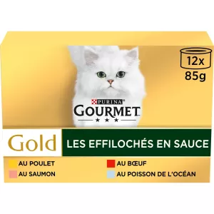 Pâtée Pour Chat Adulte En Sauce Au Poulet, Au Saumon, Au Bœuf & Poissons De L'océan 12x85g - PURINA GOURMET