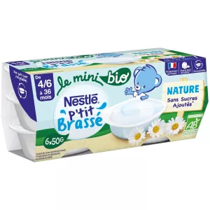 Dessert bébé petit brassé nature Bio 6X50 - NESTLE