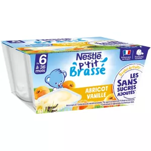 P'tit brassé abricot vanille sans sucres ajoutés 4x90g - NESTLE