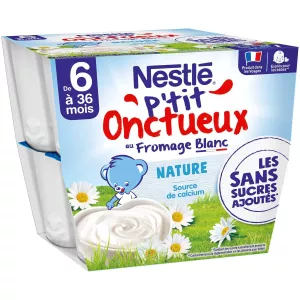 P'tit onctueux pot dessert lacté au fromage blanc nature dés 6 mois 8x90g - NESTLE