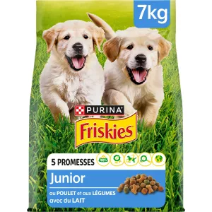 Croquettes pour chien junior au poulet et aux légumes avec du lait 7kg -  FRISKIES