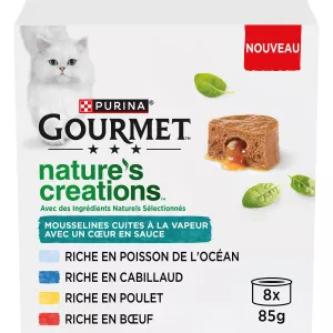Pâtée Pour Chat Adulte En Sauce Poisson Cabillaud Poulet Et Bœuf 8x85g - PURINA GOURMET
