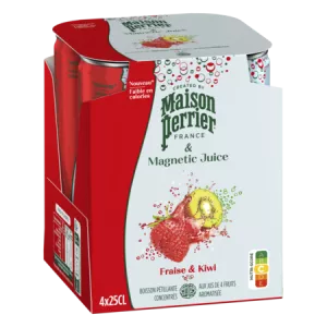Eau gazeuse aromatisée fraise & kiwi 4x25cl - MAISON PERRIER