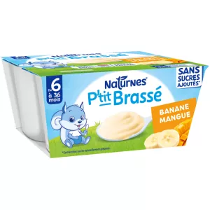 P'tit brassé banane mangue sans sucres ajoutés dès 6 mois 4x90g - NESTLE