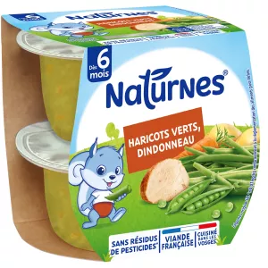 6 महीने की बेबी डिश हरी बीन्स और टर्की टर्की 2x190 ग्राम - NESTLE